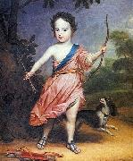 Willem III op driejarige leeftijd in Romeins kostuum, Gerrit van Honthorst